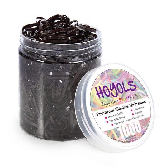 Hoyols Hair Rubber Bands Elastic Hair Ties Polyband Ties Small for Kids Baby Girl 1000 Piece Pack (Dark Brown)