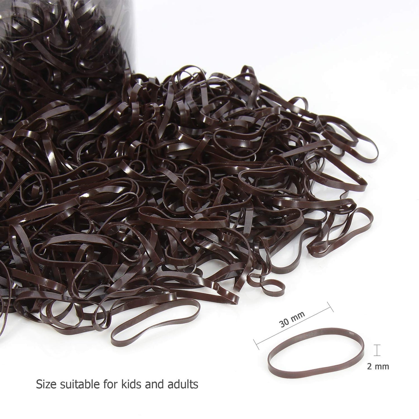 Hoyols Hair Rubber Bands Elastic Hair Ties Polyband Ties Small for Kids Baby Girl 1000 Piece Pack (Dark Brown)