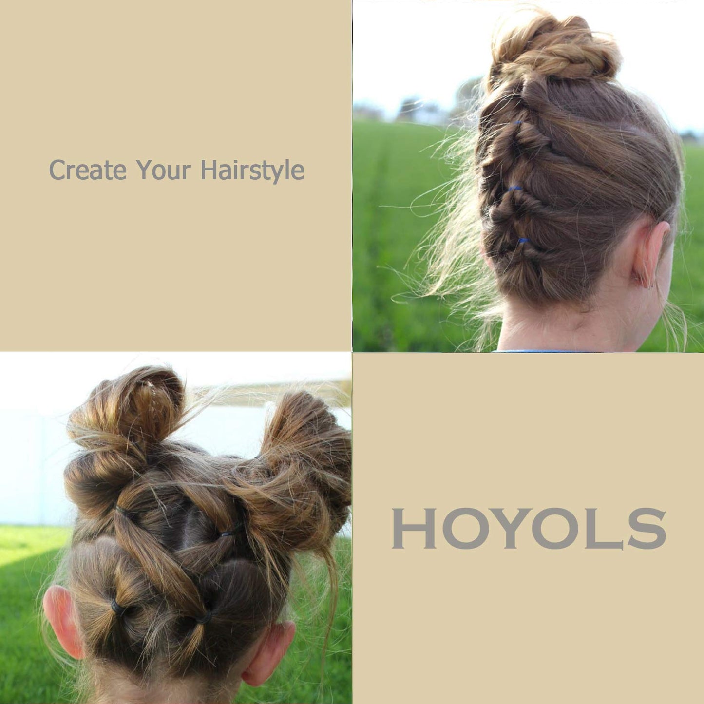 Hoyols Hair Elastic Ties Mini Soft Rubber Bands Ponytail Polyband Braid Holder for Kids Baby Girl 1000 Piece Pack (Caramel)