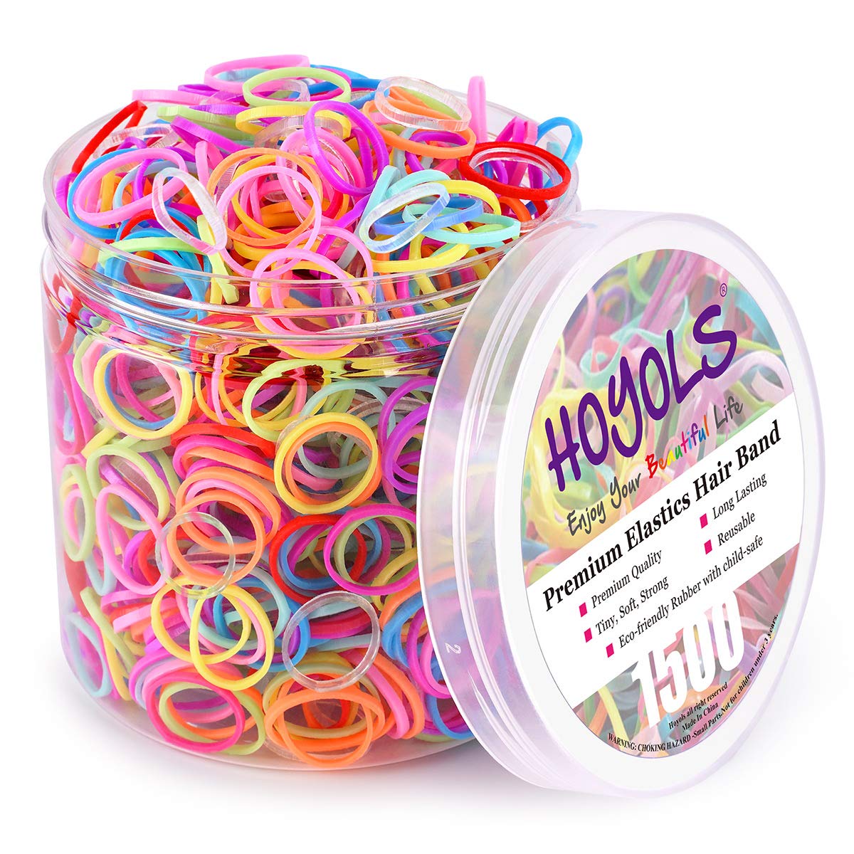 Small Toddler Elastics Mini Hair Ties 10 Colored Rubber Bands for Hair Ponytail Holders for Baby Girl Infants, Ligas Para Cabello 1500 pcs by HOYOLS