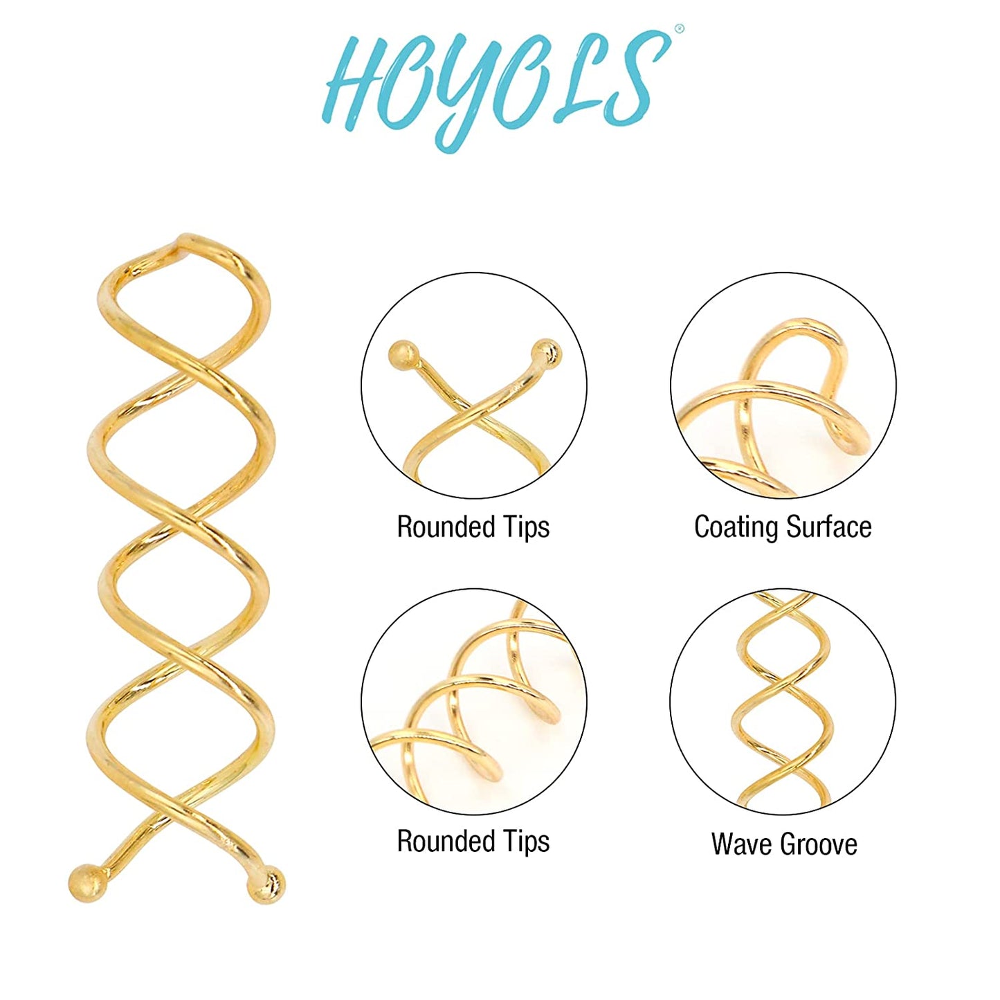 HOYOLS Spiral Hair Pins Blonde, Spin Bun Bobby Pins for Hair Screws Twists Spirals Non-Scratch Round Tips for Thick Hair Women Spin Pins Accessories 10pcs Black 2 inches (Gold Blonde)