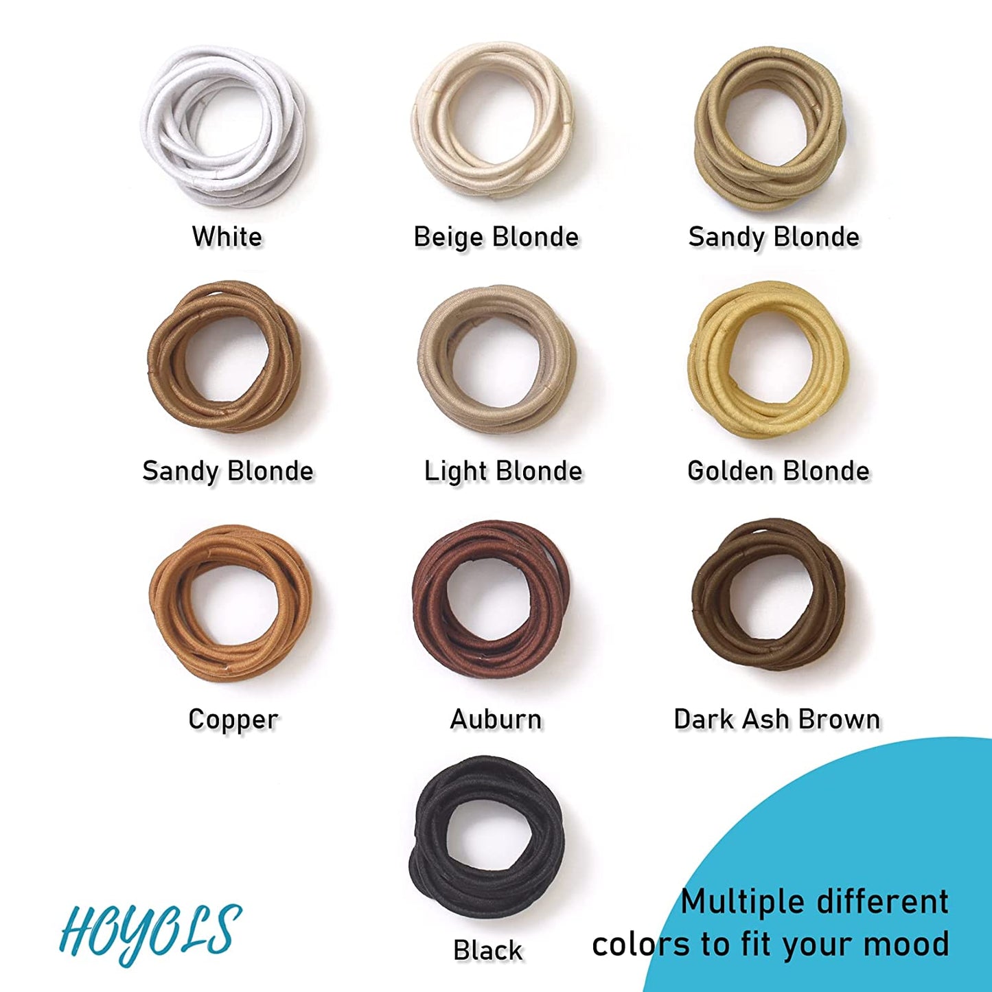 Hoyols 1” Thin Hair Ties Elastic for Fine Hair, Hair Bands for Baby Girls Kids Hair Ponytail Holders Hair Ties Polybands Brown 100 Count 2mm (Auburn)