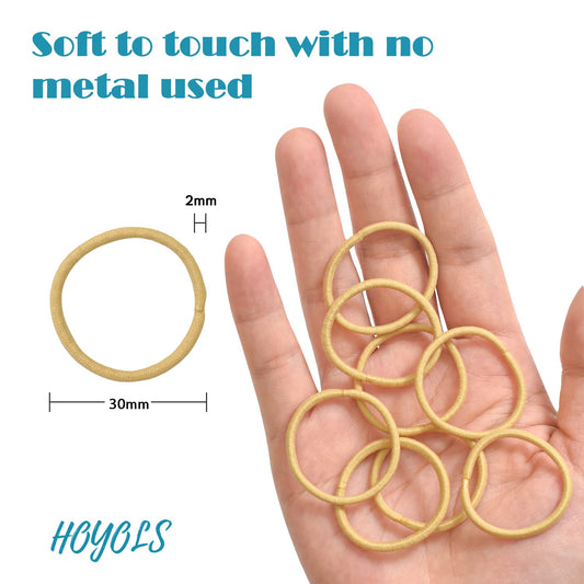 Hoyols Small Golden Blonde Ponytail Holder 2mm, Hair Bands for Girls Kids Women Hair Hairties Ligas Para El Cabello De Mujer Pony Tail Holders 100 Count (Golden Blonde)