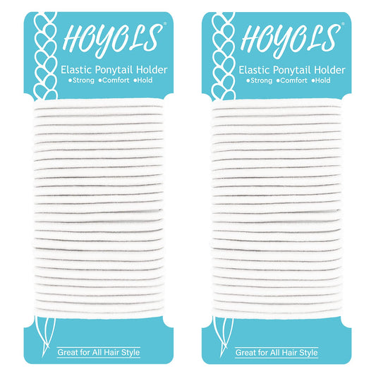 Hoyols Ponytail Holders, No Metal Braided Hair Bands Elastic Thick Tie for Women Thick Fine Curly Hair gomas para el pelo 50 Count 4mm (White) Visit the HOYOLS Store